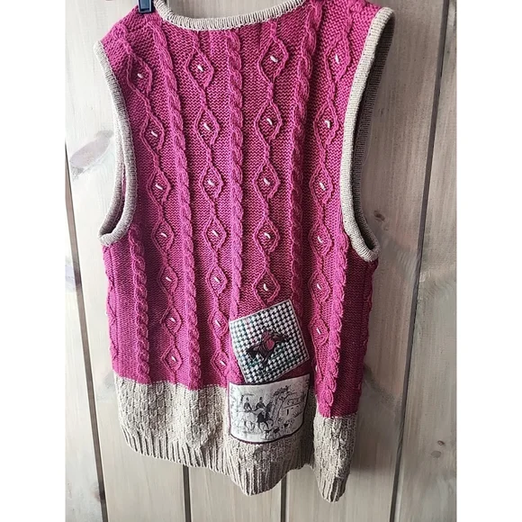 Vtg. Sharon Young Sportswear Granny Vest Womens Small Fox Hunt, EUC - Picture 4 of 7